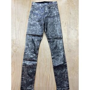 7 For All Mankind Ankle Skinny Jeans Women's Sz 24 Snakeskin Print‎ Coated Denim